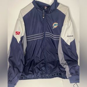 VINTAGE Reebok NFL SI Miami Dolphins Jacket Windbreaker Mens Size Xl